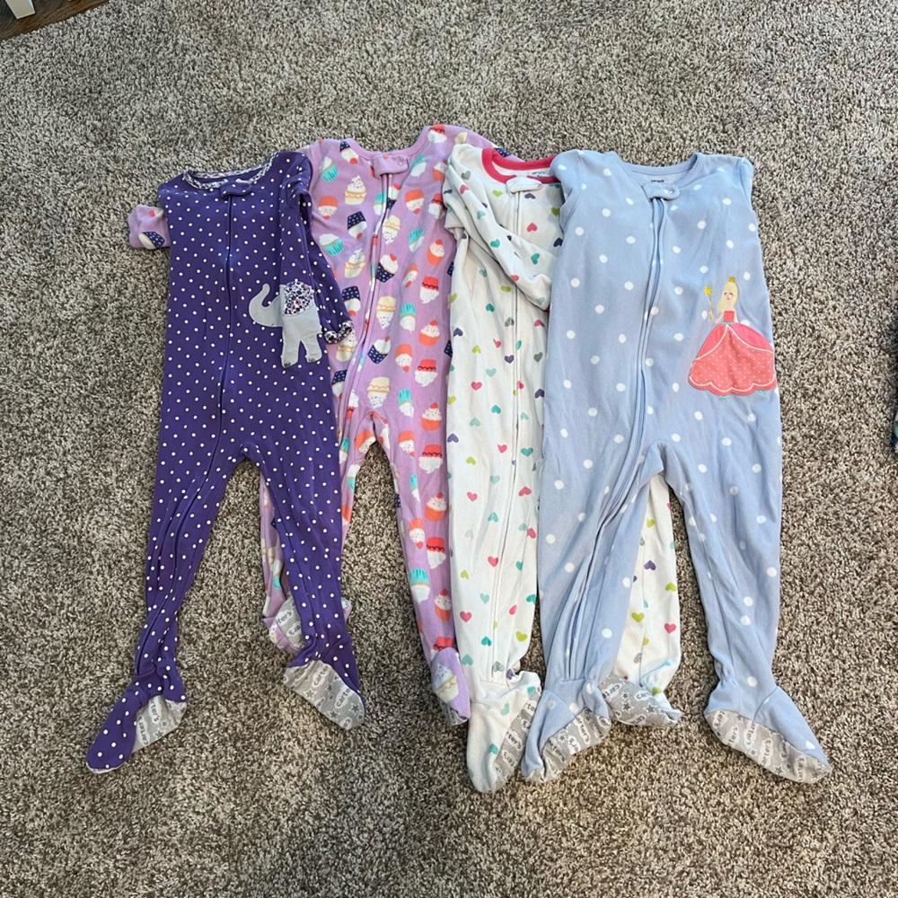 Carter’s Kids Footed Pajamas - Purple, Pink, White, Blue, 3T